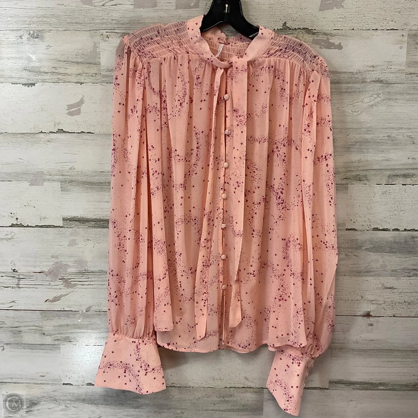 Blouse Long Sleeve By Free People In Pink, Size: L