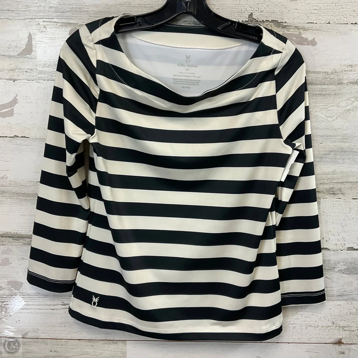 Blouse 3/4 Sleeve By DUDLEY STEPHENS In Black & Tan, Size: Xs