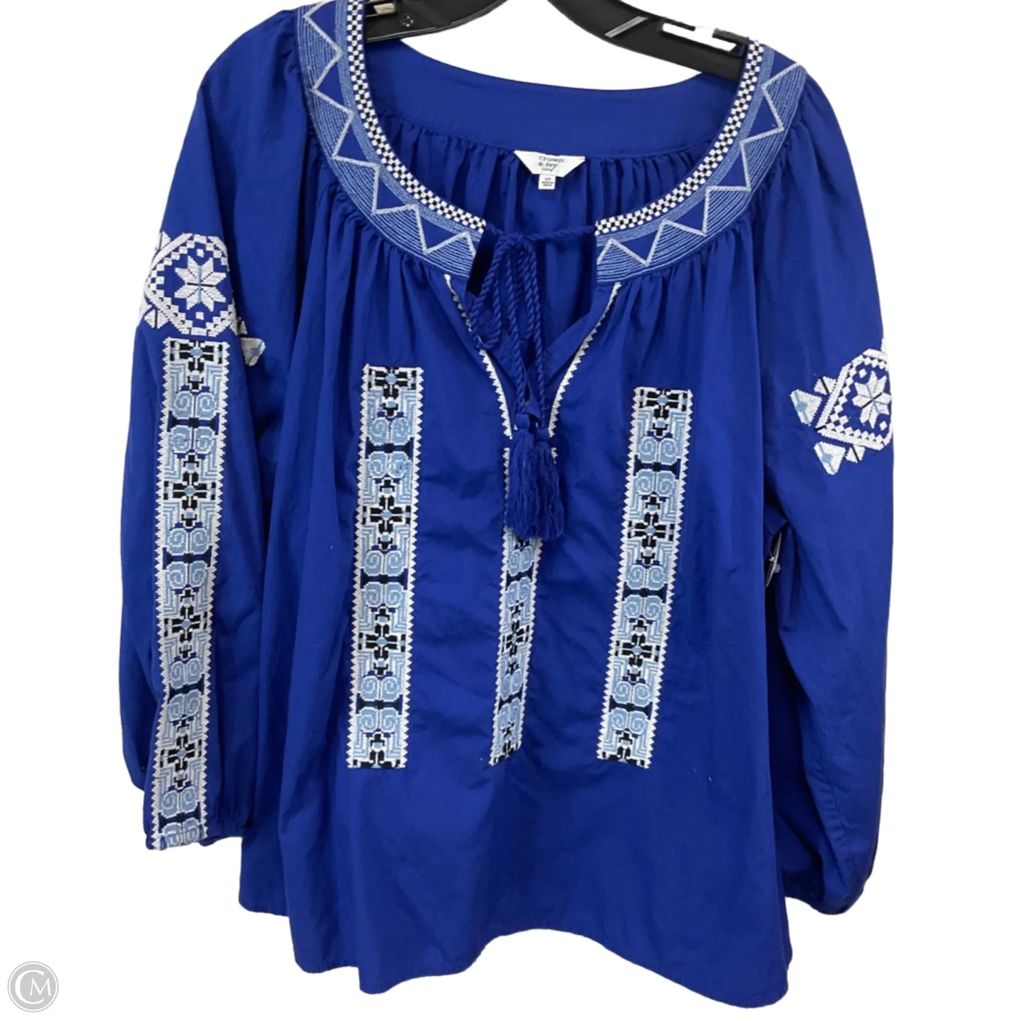 Top 3/4 Sleeve By Crown And Ivy In Blue, Size: 2x