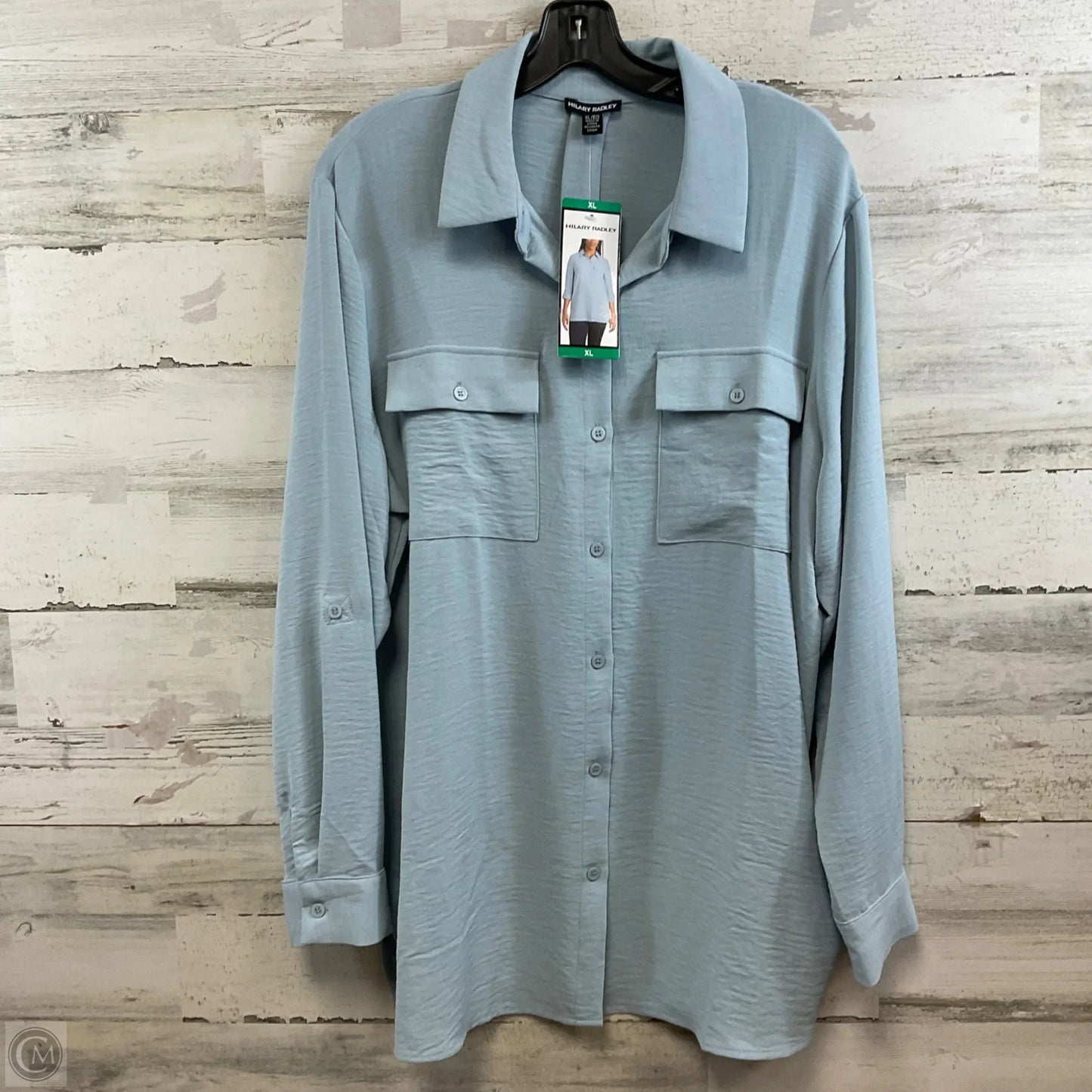 Blouse Long Sleeve By Hilary Radley In Blue, Size: Xl