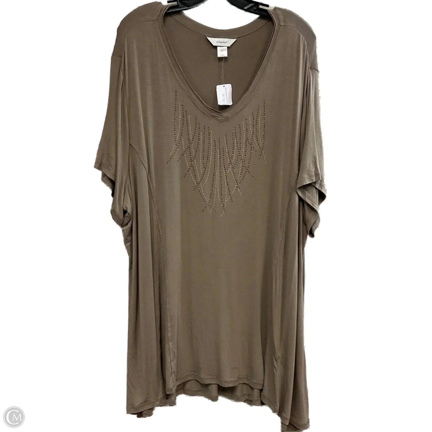 Top Short Sleeve Basic By Cj Banks In Brown, Size: 3x