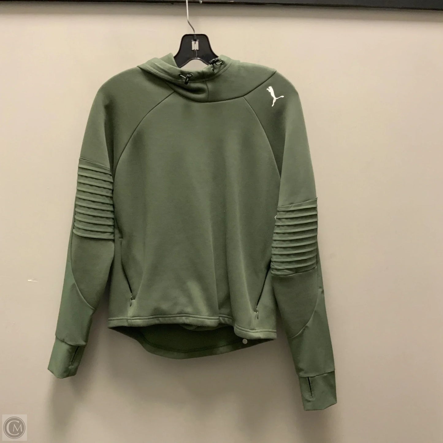 Athletic Sweatshirt Hoodie By Puma In Green, Size: S