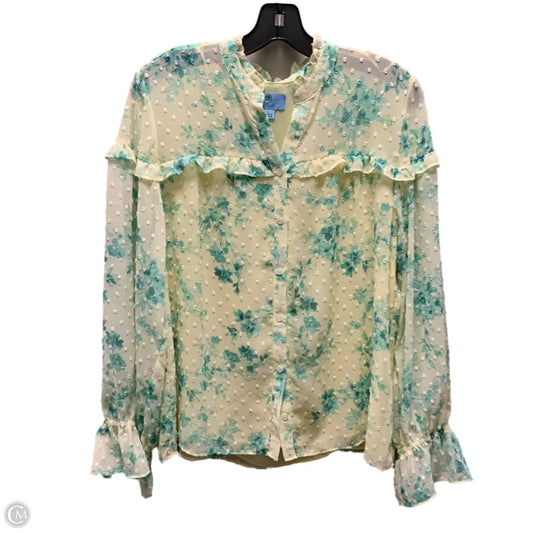 Blouse Long Sleeve By Cece In Yellow, Size: L