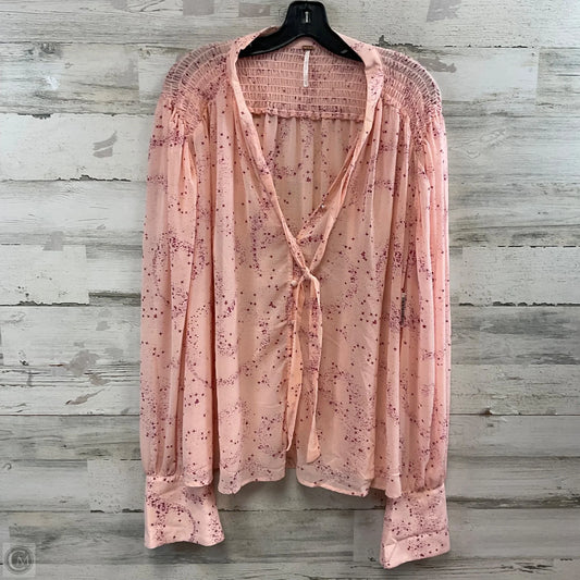 Blouse Long Sleeve By Free People In Pink, Size: Xl