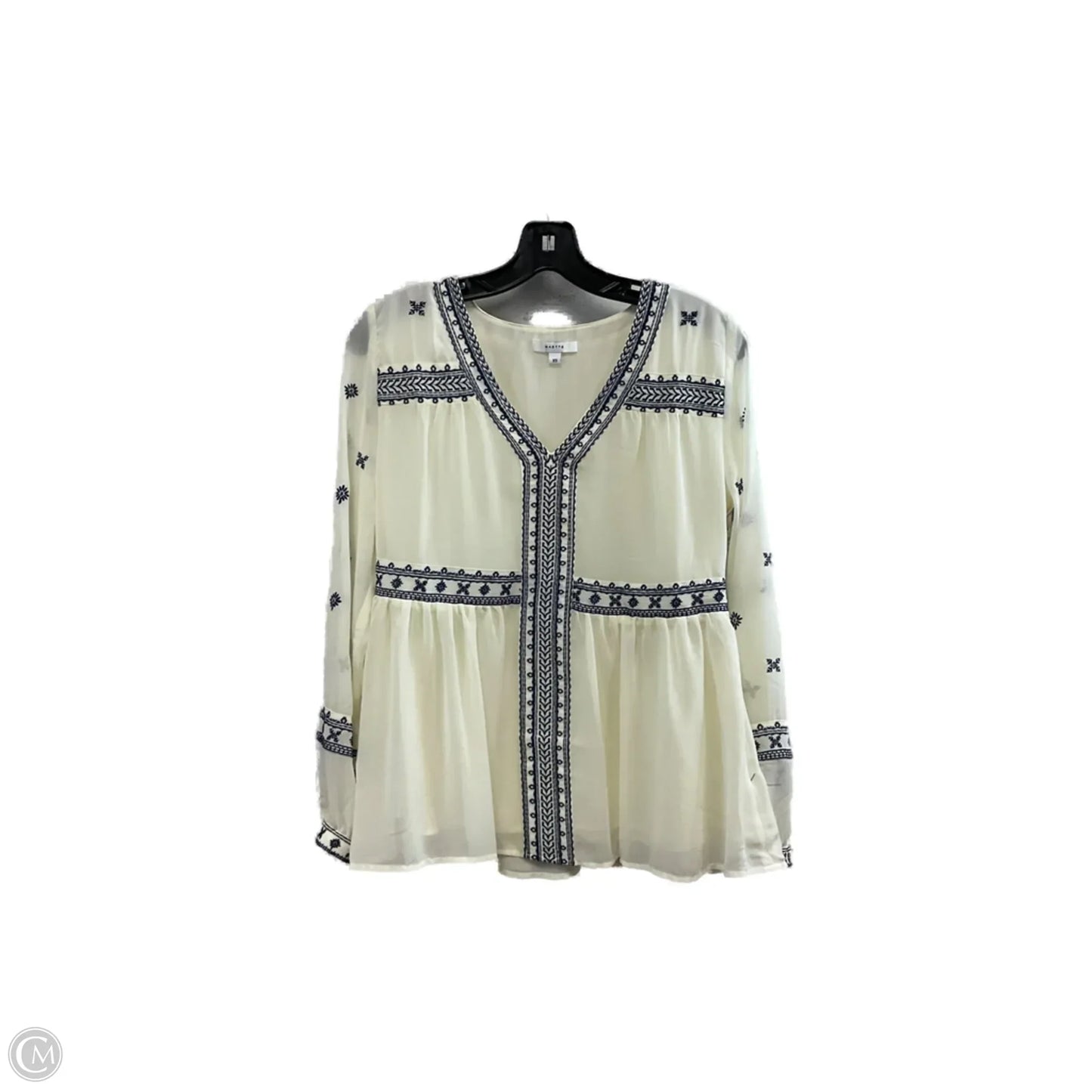 Blouse Long Sleeve By Maette In Cream, Size: Xs