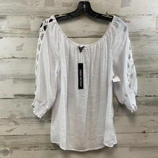 Blouse 3/4 Sleeve By Unique Spectrum In White, Size: L