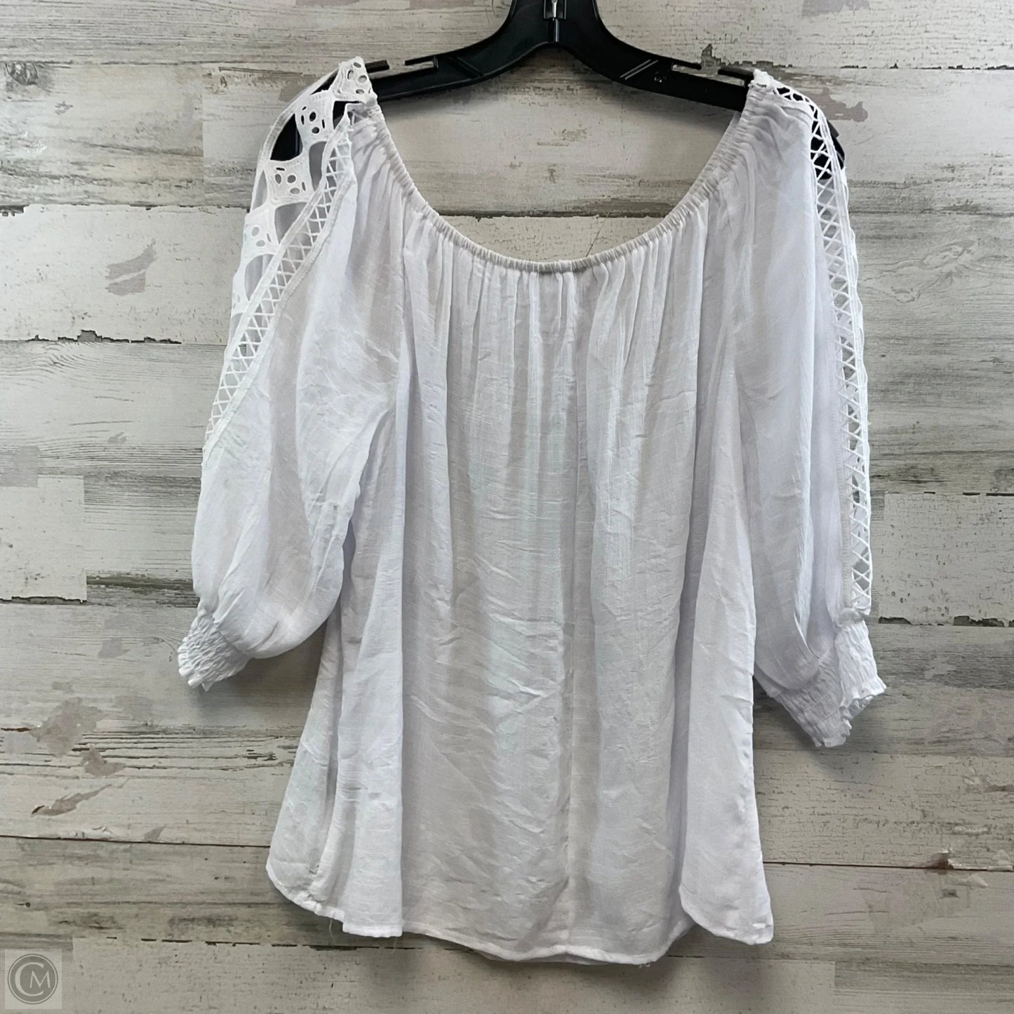 Blouse 3/4 Sleeve By Unique Spectrum In White, Size: L