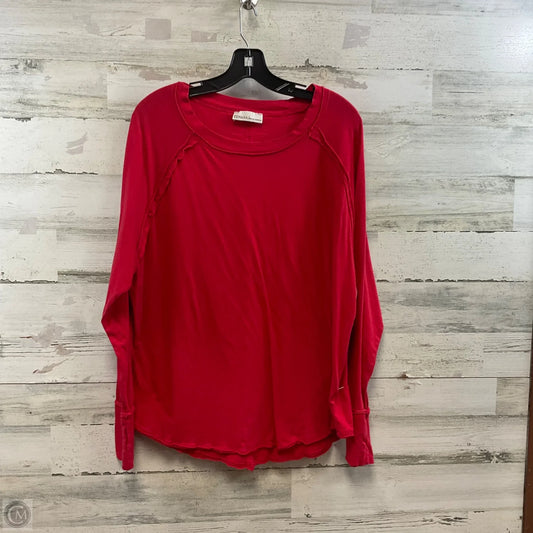Top Long Sleeve Basic By Zenana Outfitters In Red, Size: L