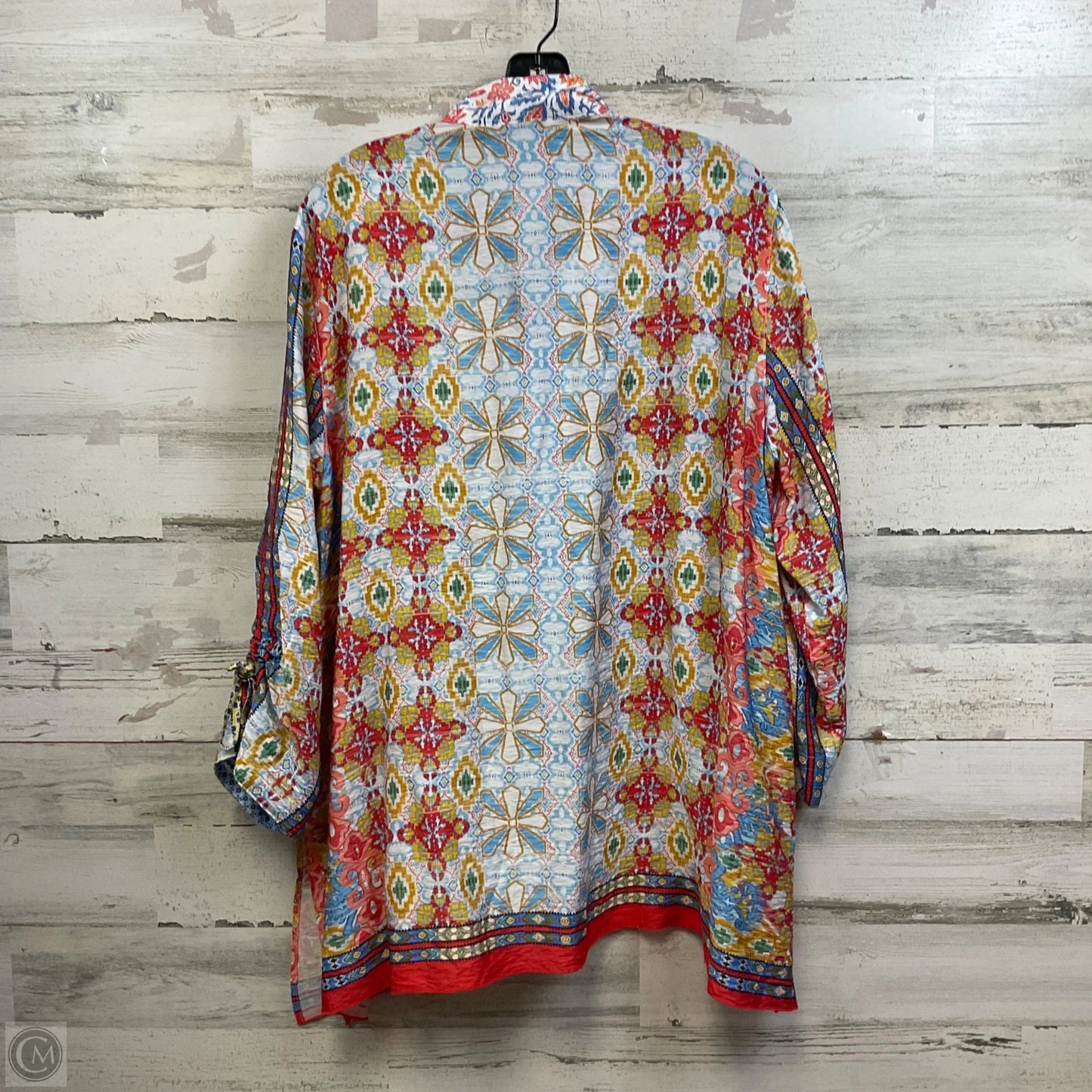 Blouse 3/4 Sleeve By John Mark In Blue & Orange, Size: 1x