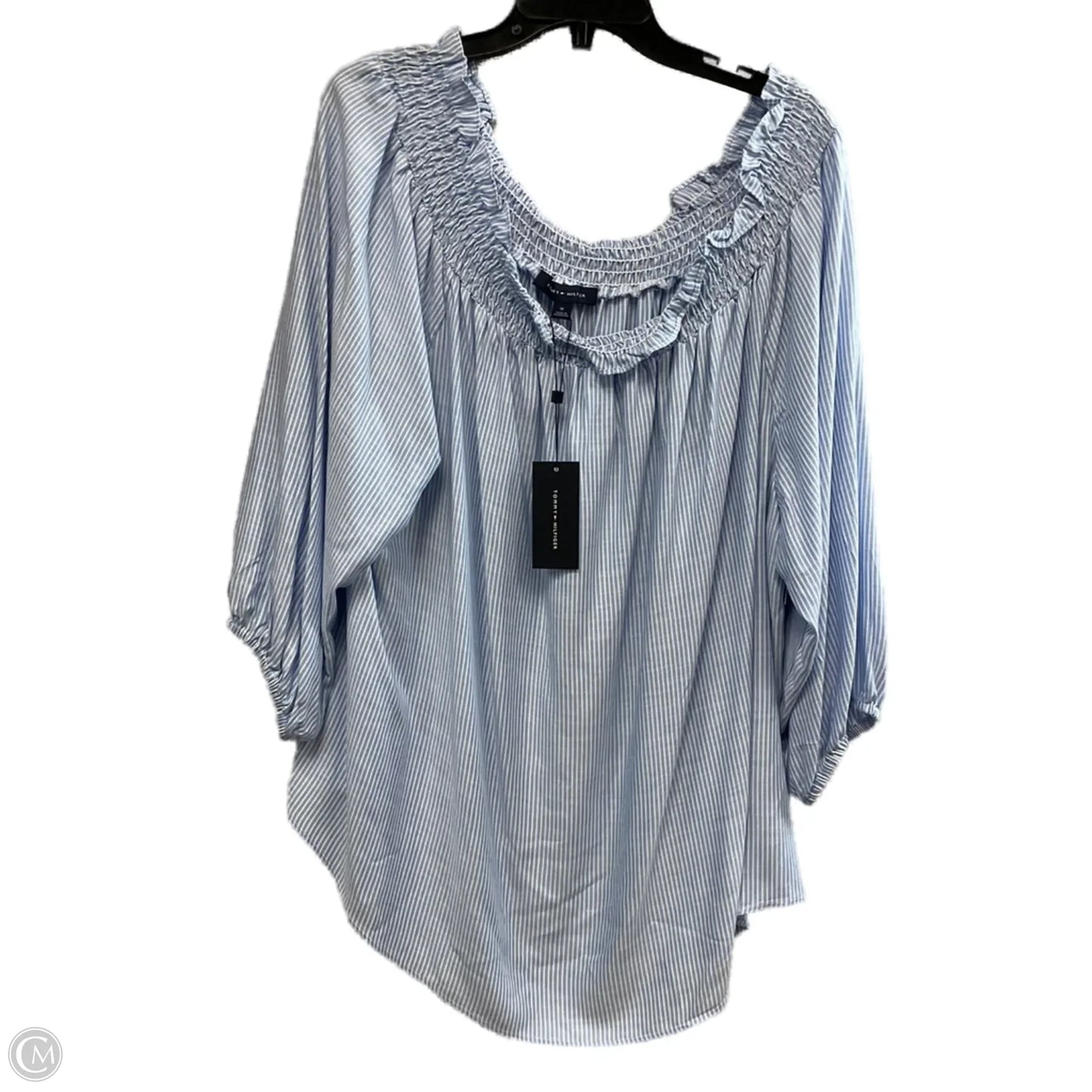 Blouse 3/4 Sleeve By Tommy Hilfiger In Blue, Size: 1x