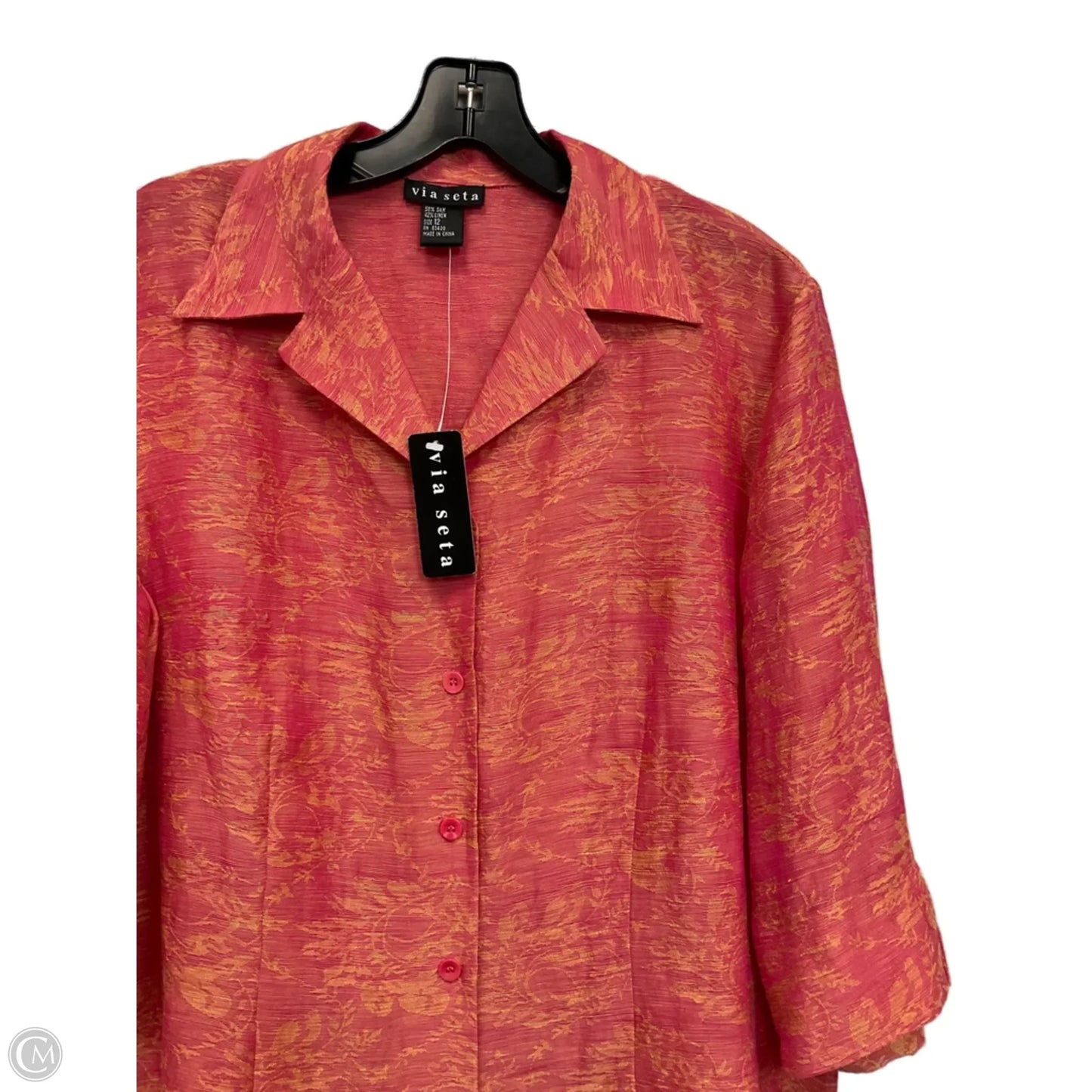Blouse 3/4 Sleeve By Via Seta In Red, Size: L