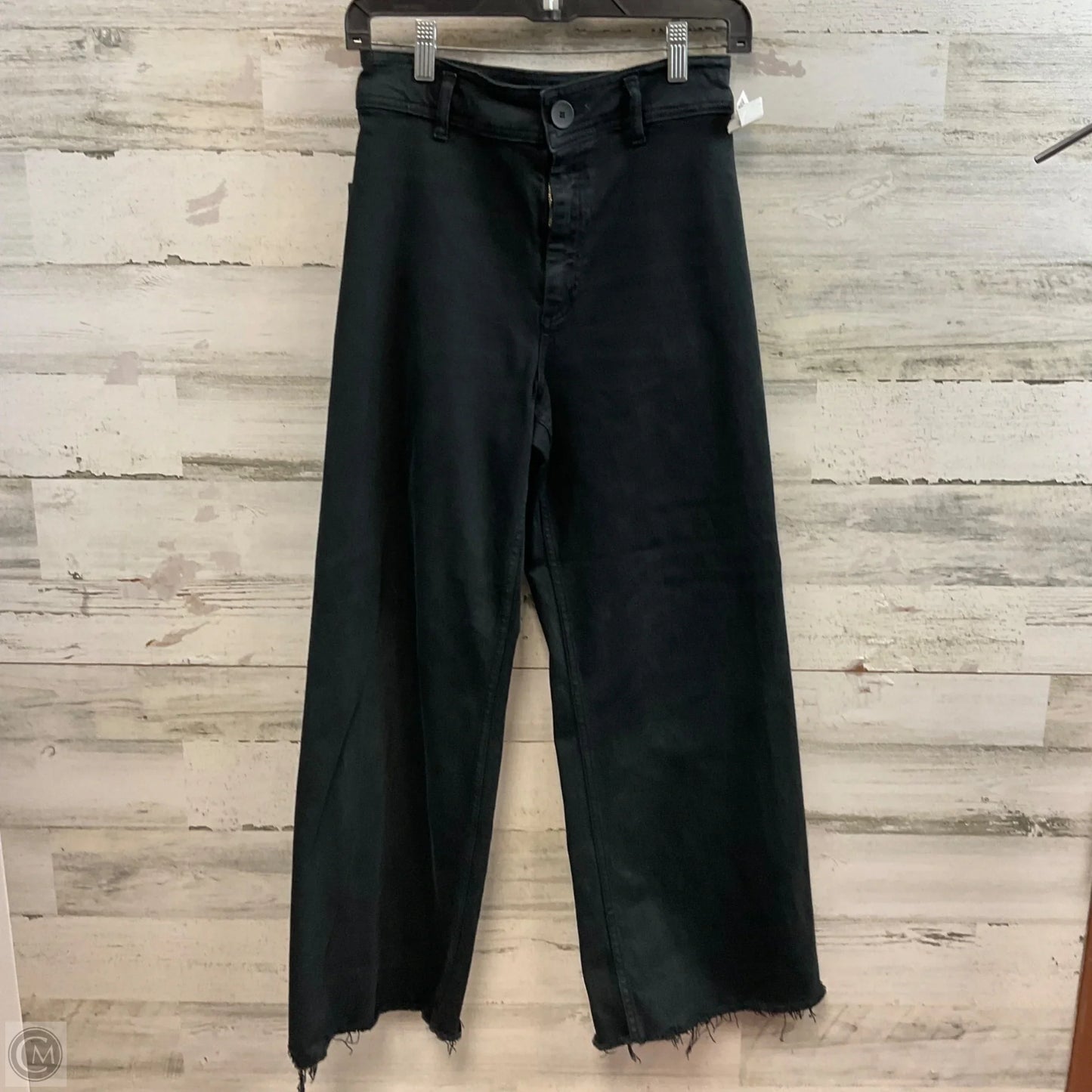 Jeans Wide Leg By Zara In Black Denim, Size: 4