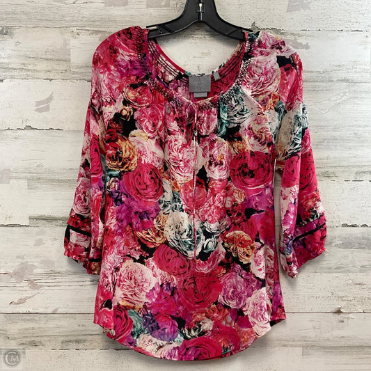 Blouse 3/4 Sleeve By Anthropologie In Pink, Size: Xs