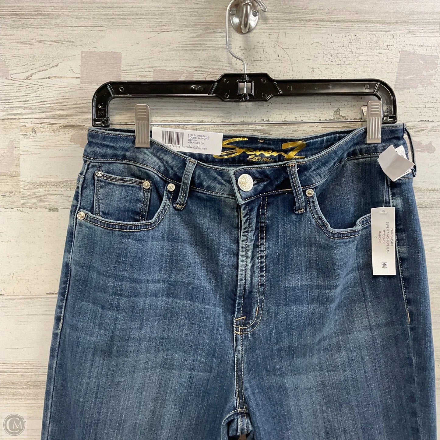 Jeans Cropped By Seven 7 In Blue Denim, Size: 10