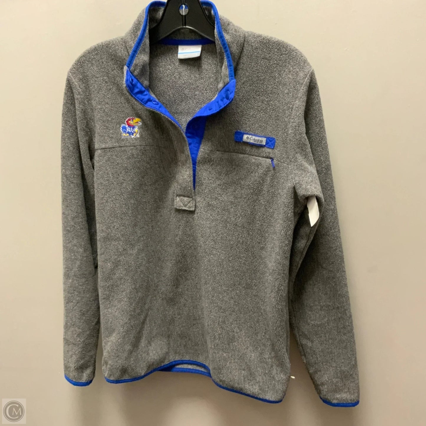 Athletic Top Long Sleeve Collar By Columbia In Grey, Size: S