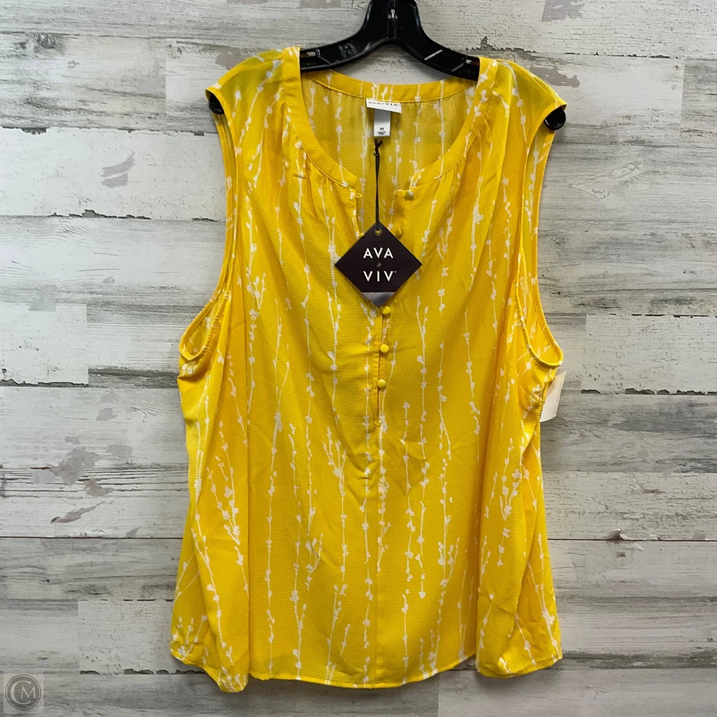 Blouse Sleeveless By Ava & Viv In Yellow, Size: 3x