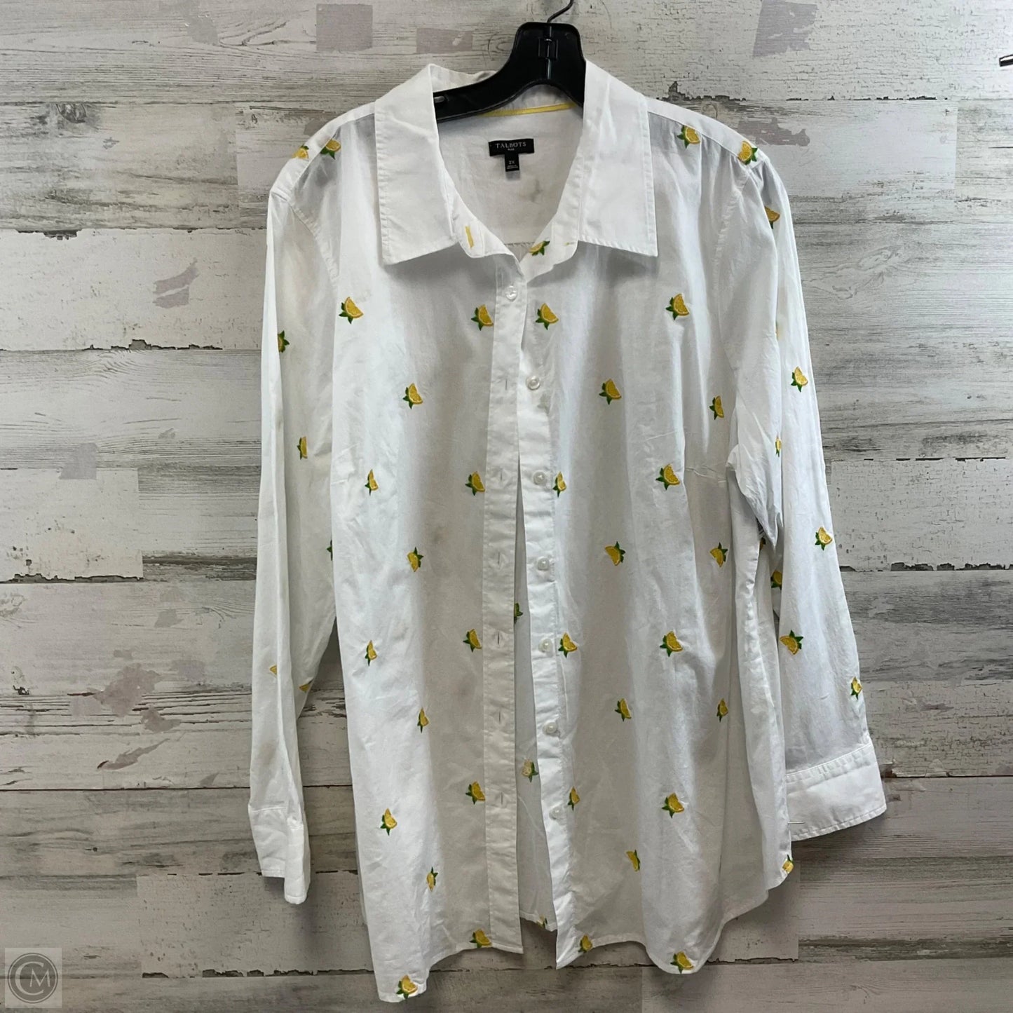 Blouse 3/4 Sleeve By Talbots In White, Size: 2x