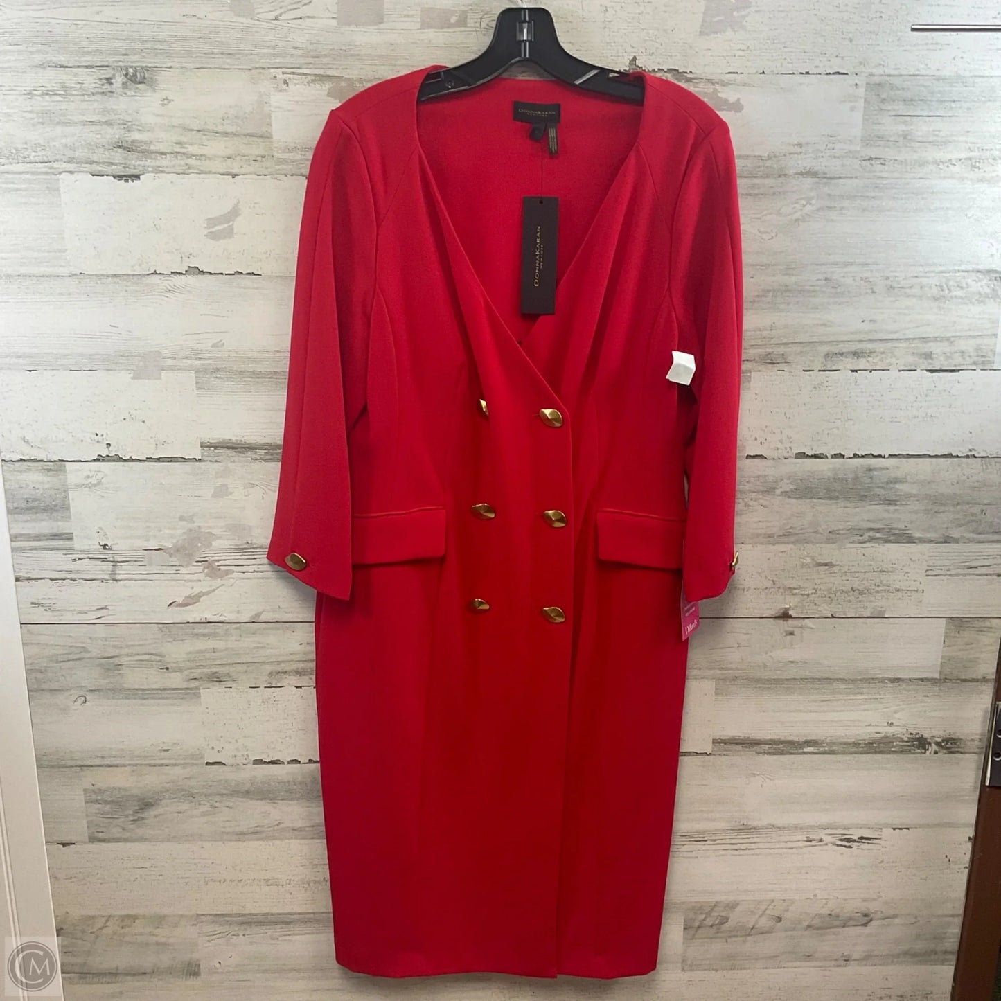 Dress Casual Midi By Donna Karan In Red, Size: L
