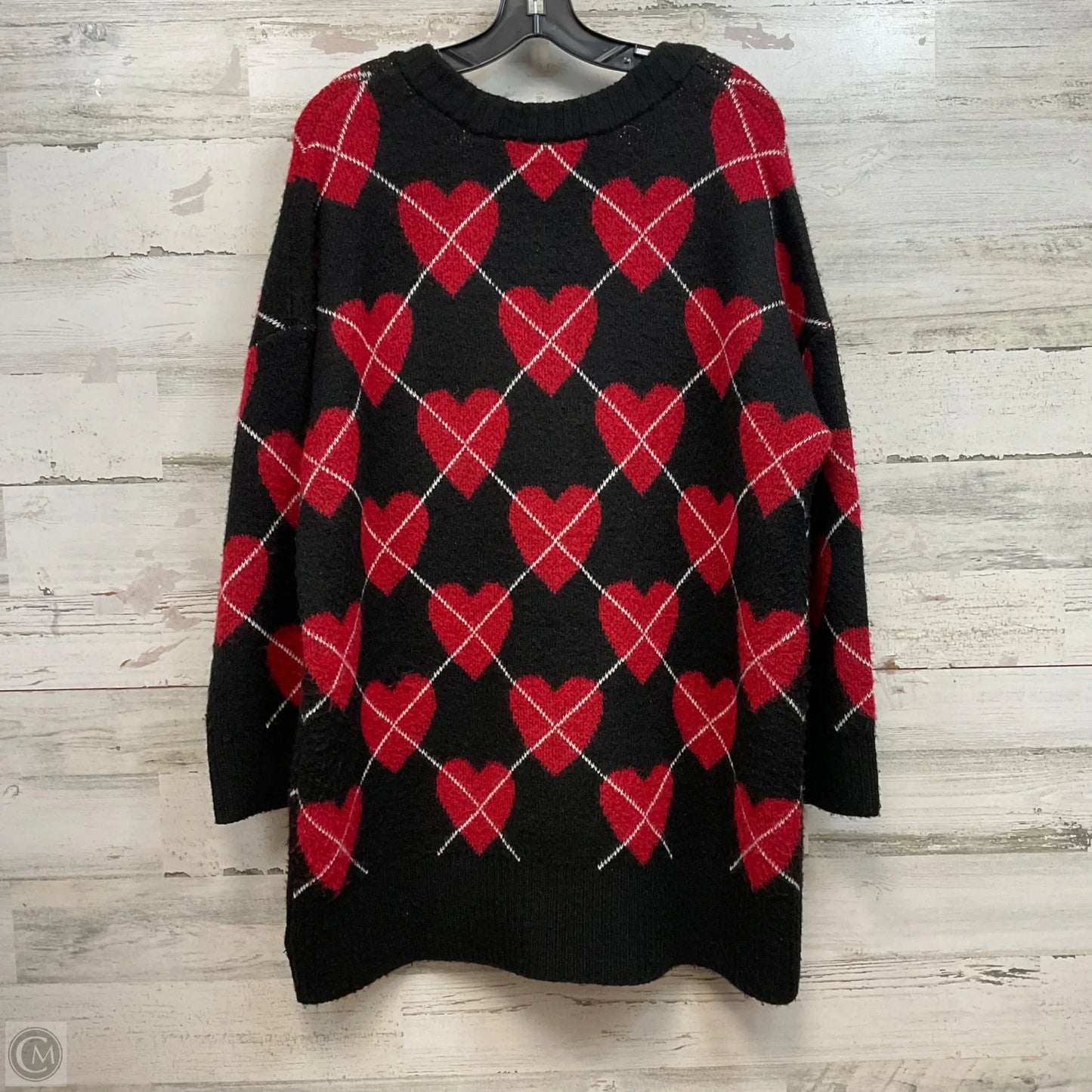 Sweater Cardigan By Torrid In Black & Red, Size: L