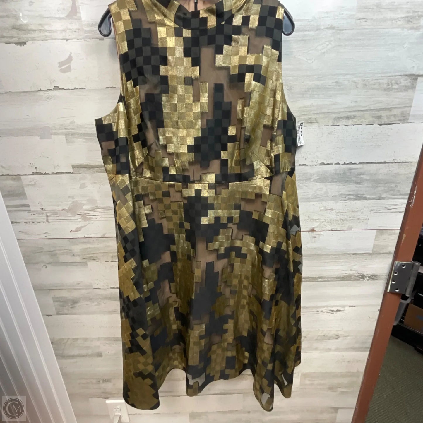 Dress Party Midi By Akris In Black & Gold, Size: Xl