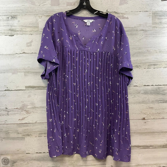 Blouse Short Sleeve By Croft And Barrow In Purple, Size: 2x