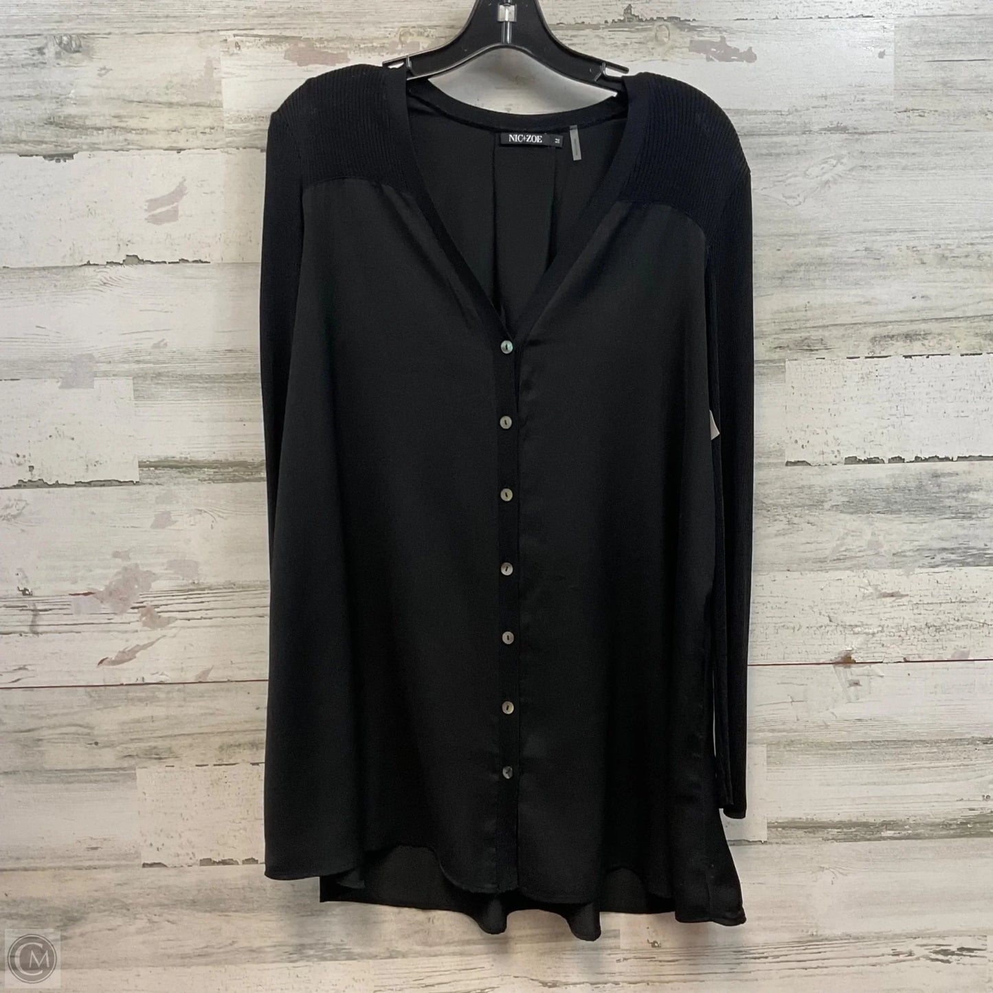Blouse Long Sleeve By Nic + Zoe In Black, Size: M