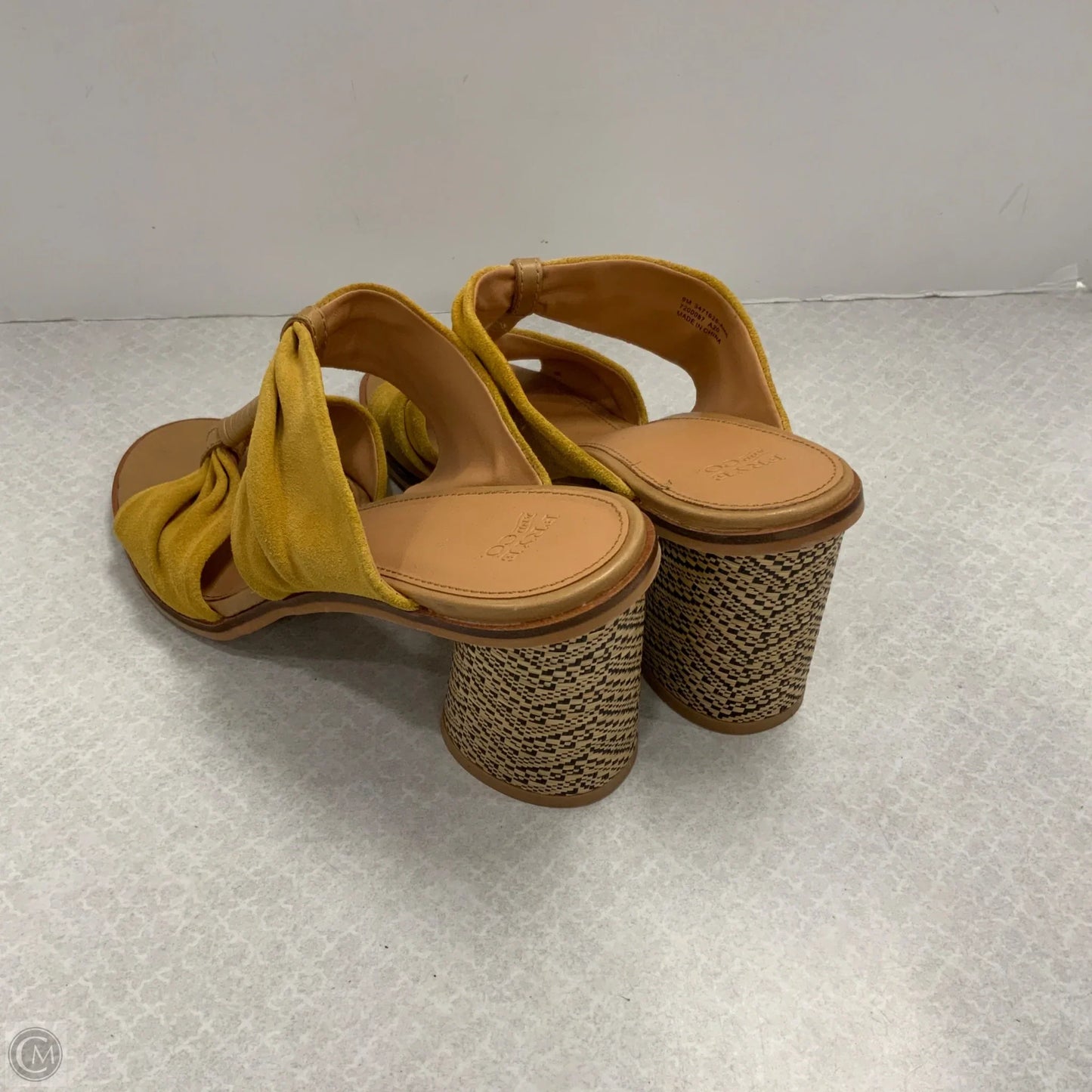 Sandals Heels Block By Frye And Co In Yellow, Size: 9