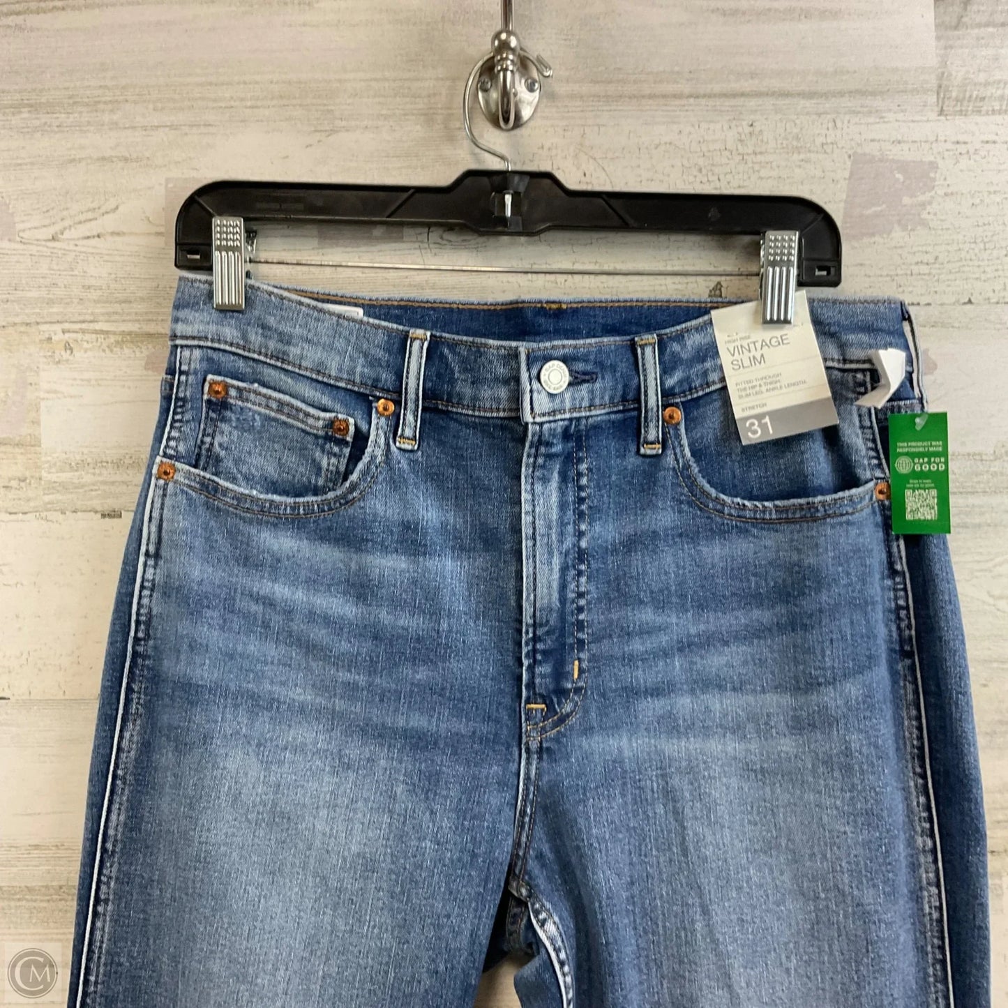 Jeans Straight By Gap In Blue Denim, Size: 12