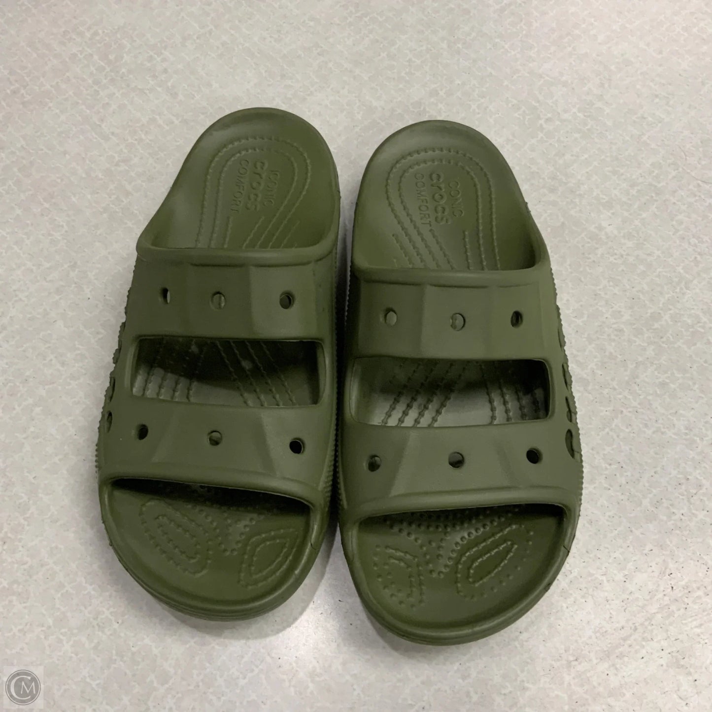 Sandals Flats By Crocs In Green, Size: 8