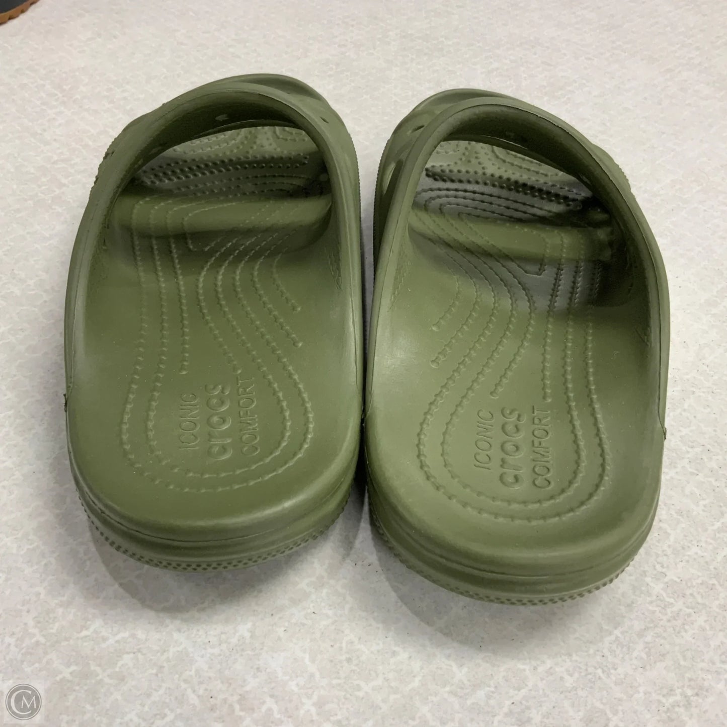 Sandals Flats By Crocs In Green, Size: 8