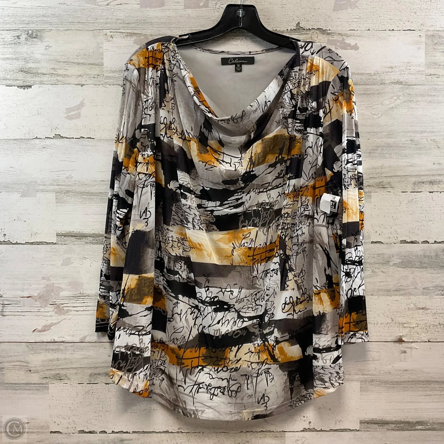 Blouse 3/4 Sleeve By Calessa In Black, Size: 1x