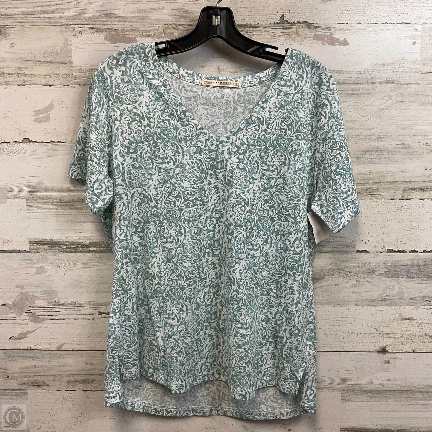 Top Short Sleeve By Peruvian Connection In Green, Size: M