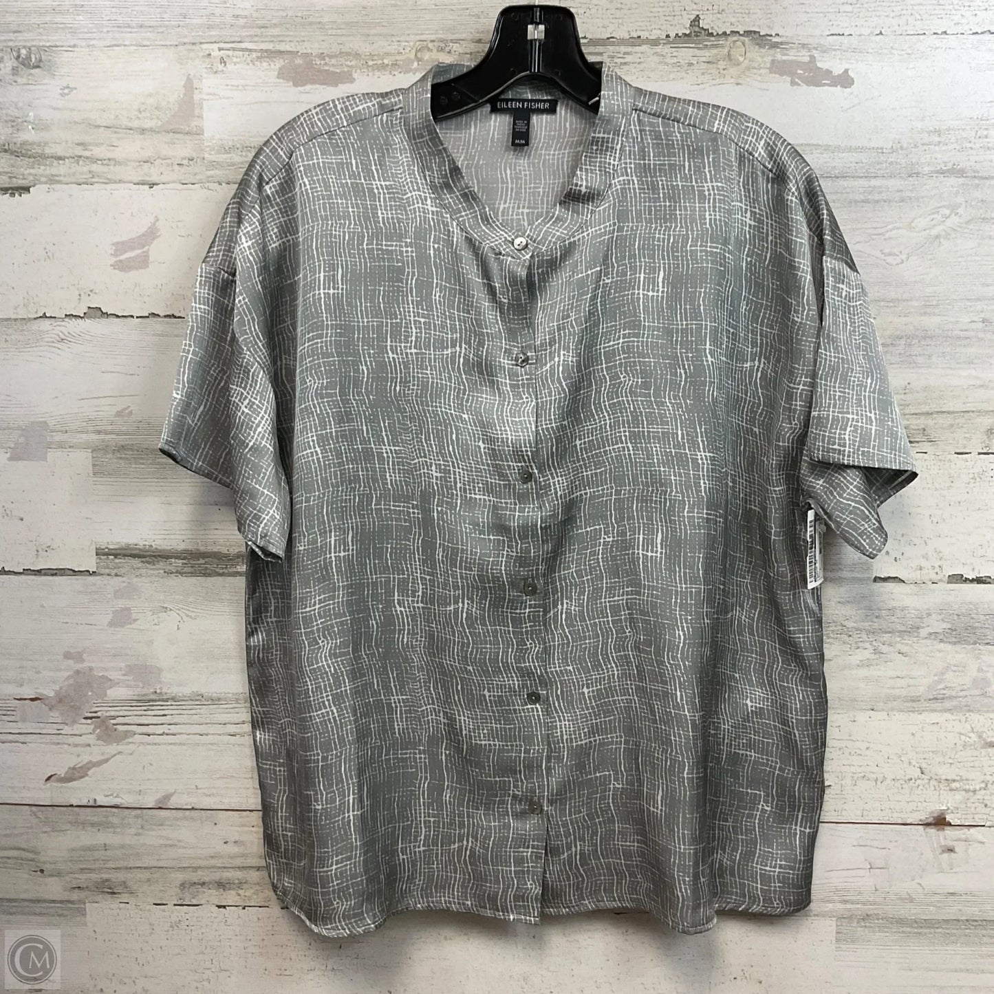 Blouse Short Sleeve By Eileen Fisher In Grey, Size: M