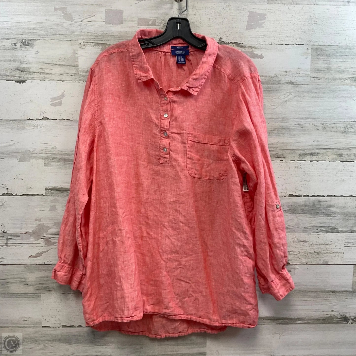 Blouse Long Sleeve By Jones And Co In Orange, Size: 2x