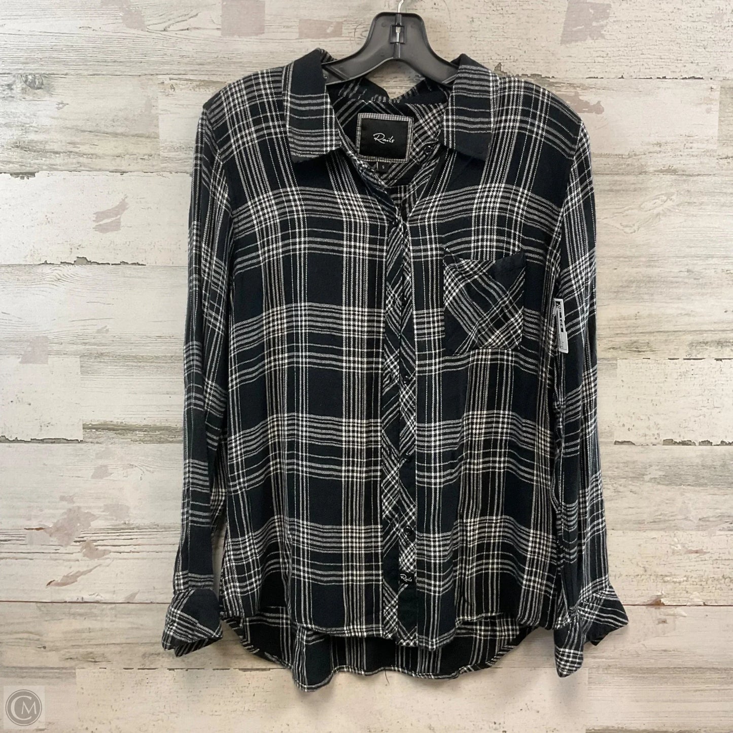 Blouse Long Sleeve By Rails In Black, Size: S