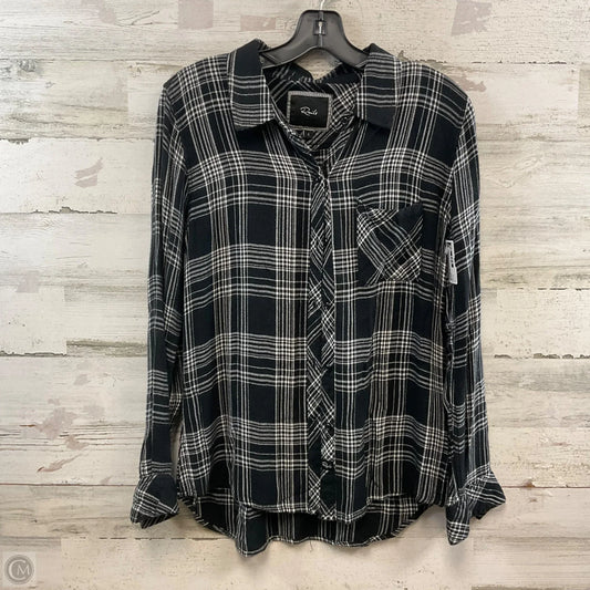 Blouse Long Sleeve By Rails In Black, Size: S