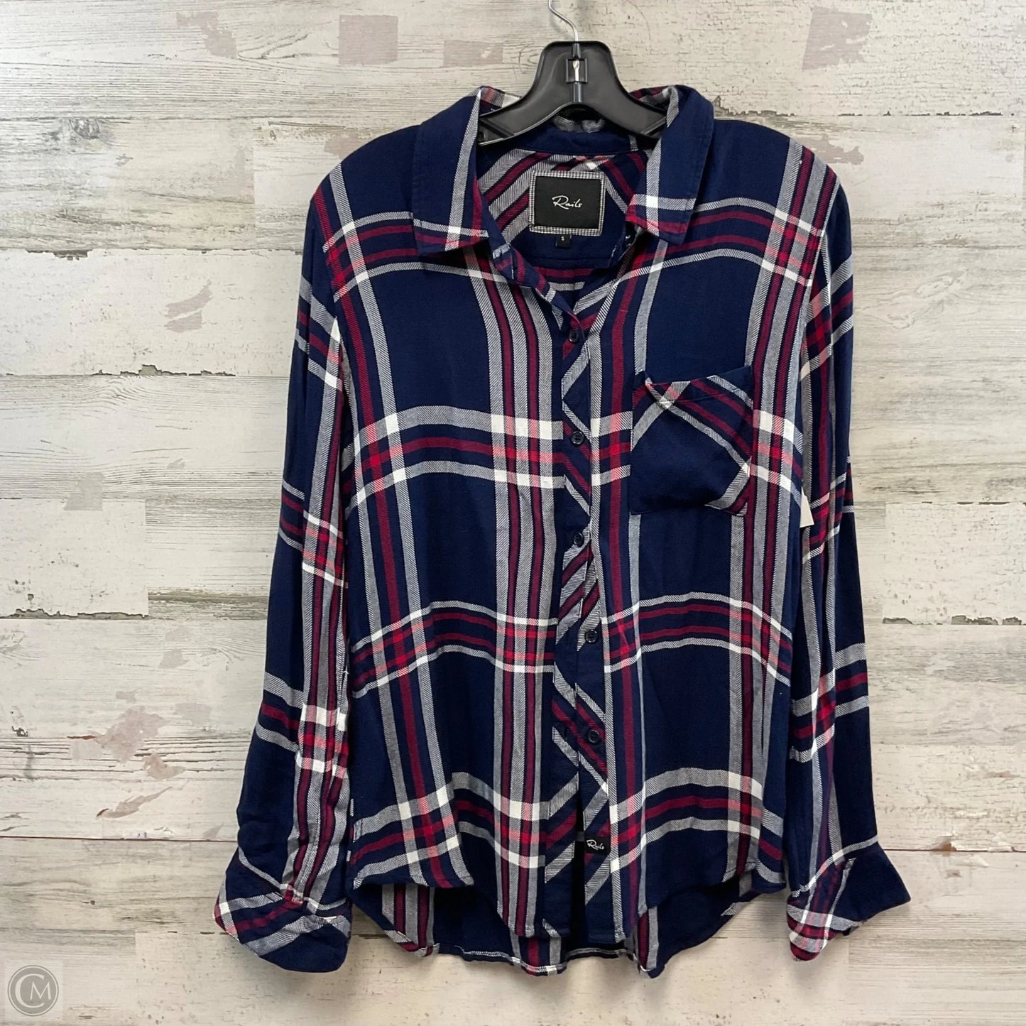 Blouse Long Sleeve By Rails In Blue, Size: S