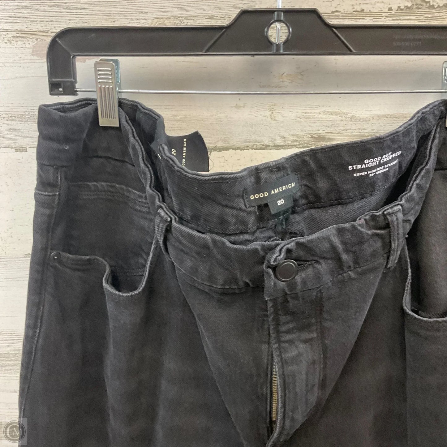 Jeans Straight By Good American In Black Denim, Size: 20