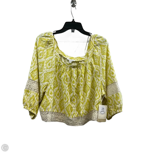 Blouse 3/4 Sleeve By Calligraphie In Green, Size: Xl