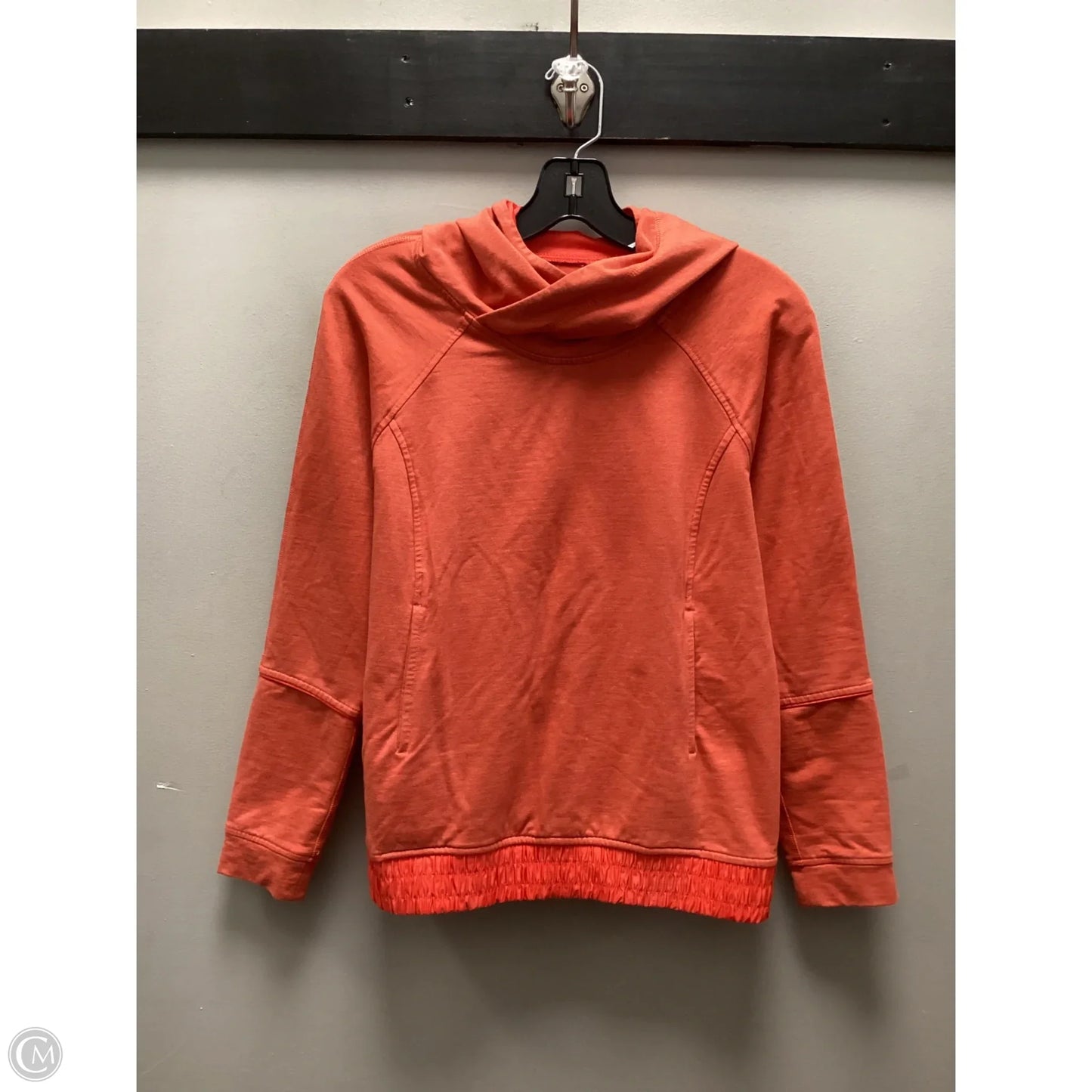 Athletic Top Long Sleeve Hoodie By Lululemon In Orange, Size: S