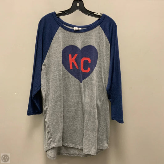 Top 3/4 Sleeve By Charlie Hustle In Grey, Size: 2x