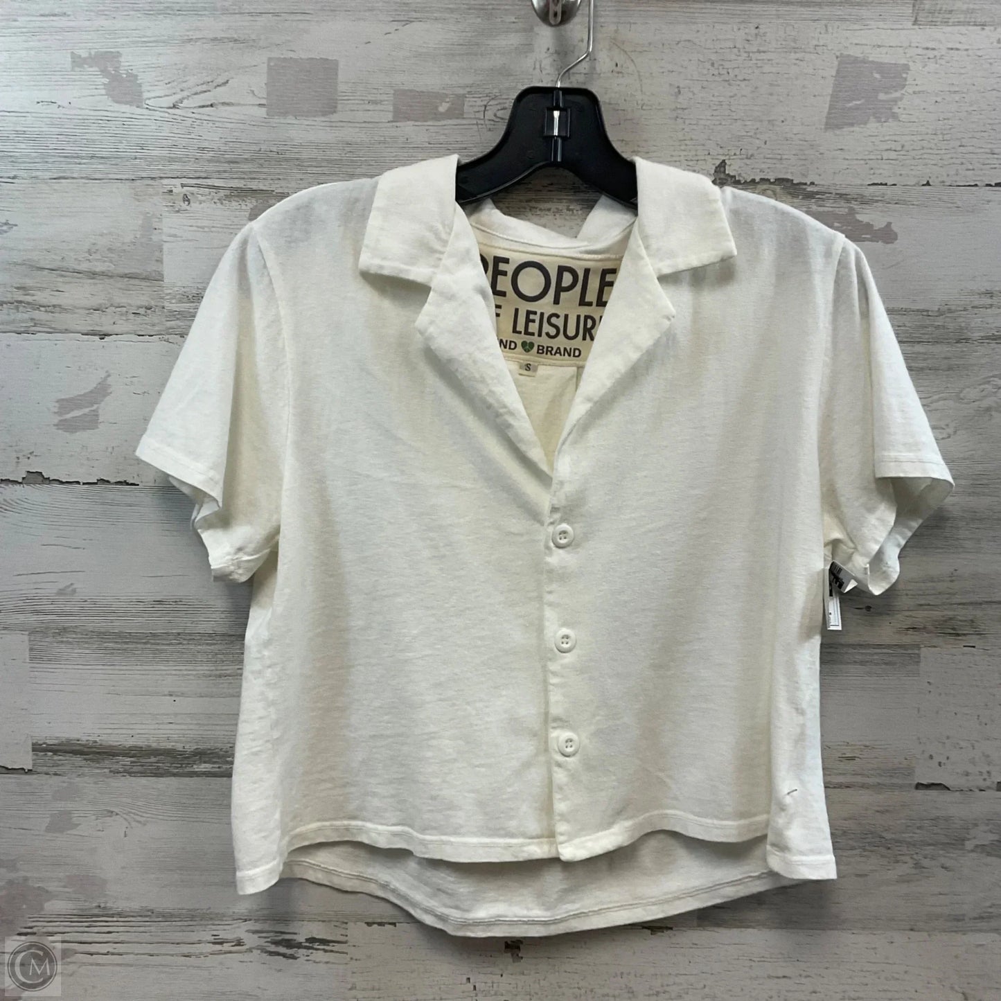 Blouse Short Sleeve By PEOPLE OF LEISURE In Cream, Size: S