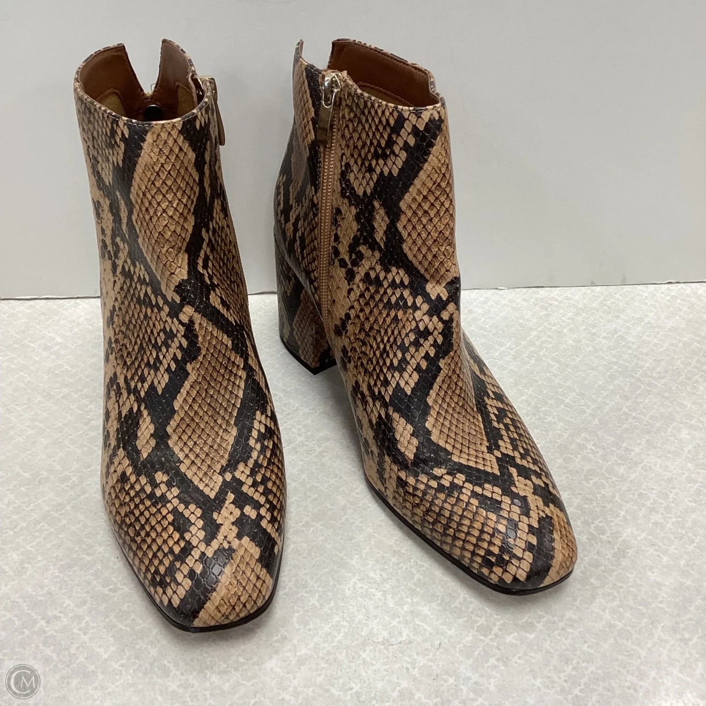 Boots Ankle Heels By Franco Sarto In Animal Print, Size: 9.5