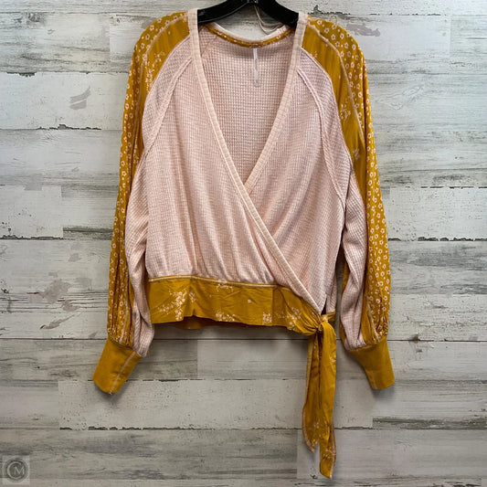 Top Long Sleeve By Free People In Pink & Yellow, Size: Xs