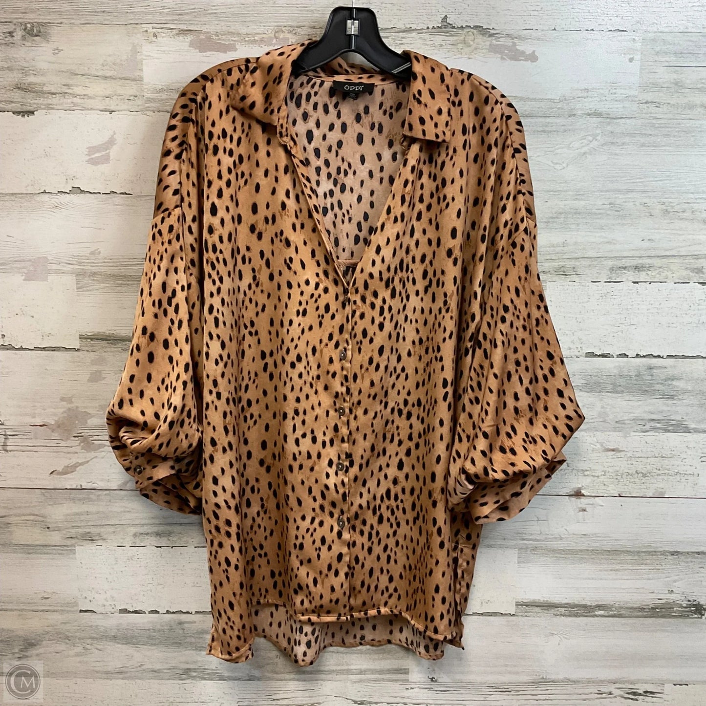 Blouse Short Sleeve By Oddi In Animal Print, Size: 2x