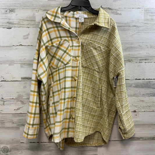 Jacket Shirt By Life In Green & Yellow, Size: M