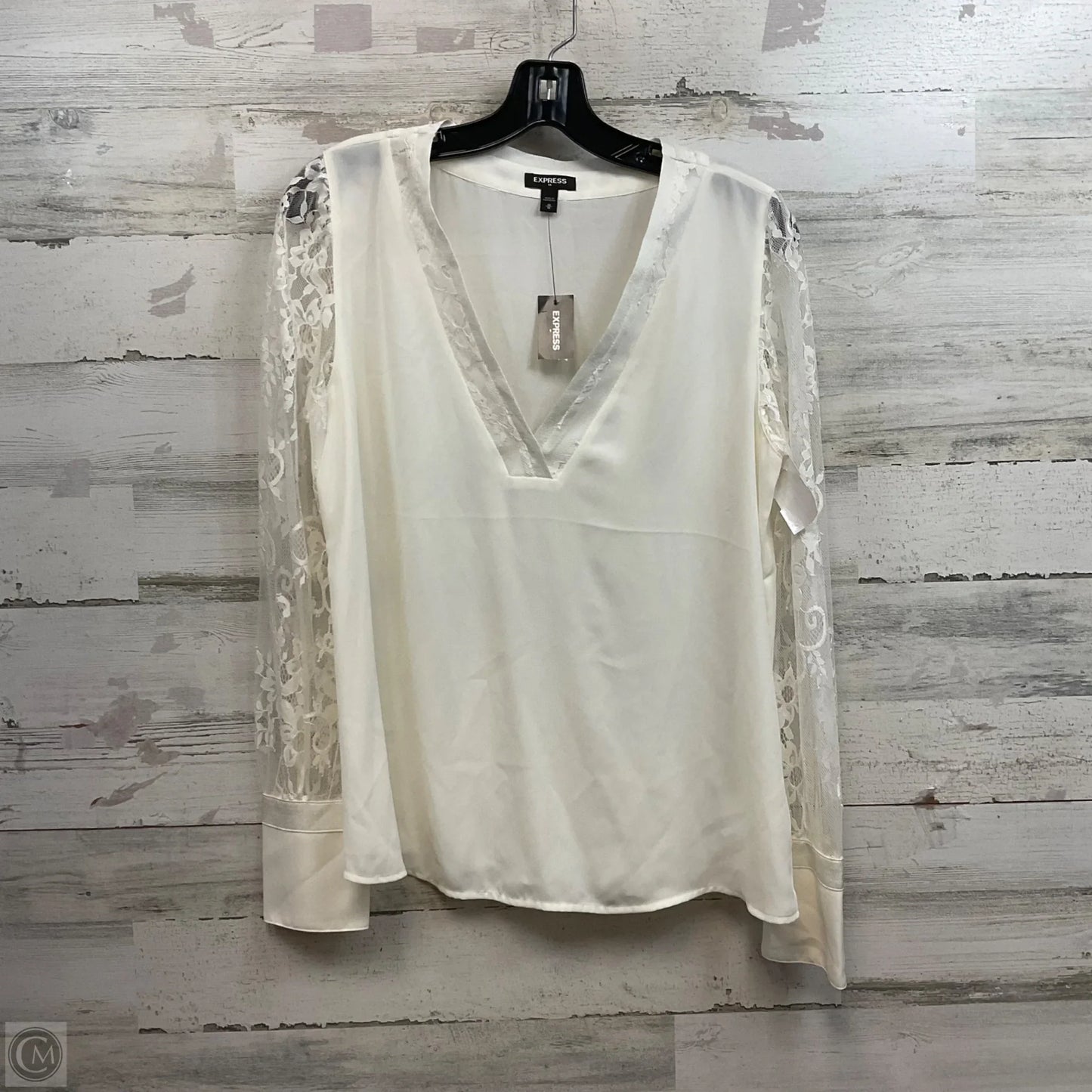 Blouse Long Sleeve By Express In Cream, Size: M