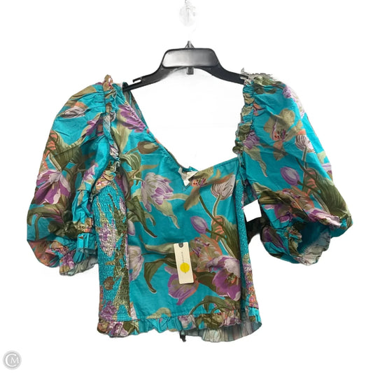Top Short Sleeve By Anthropologie In Blue, Size: L