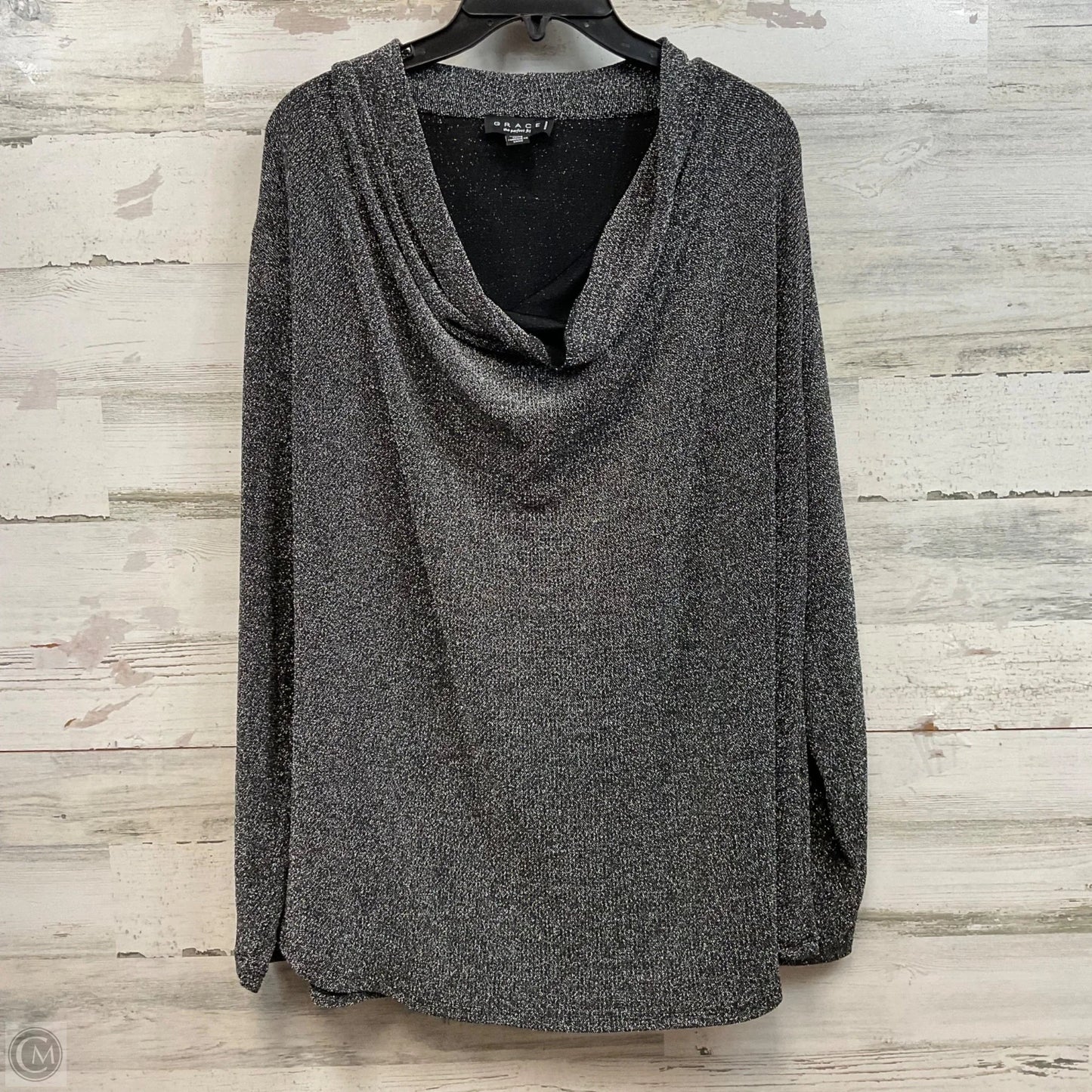 Blouse Long Sleeve By Grace In Silver, Size: 2x