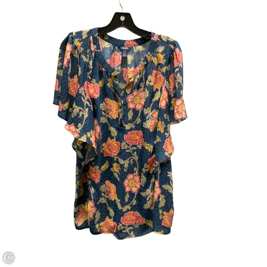 Blouse Short Sleeve By Chaps In Blue, Size: Xl